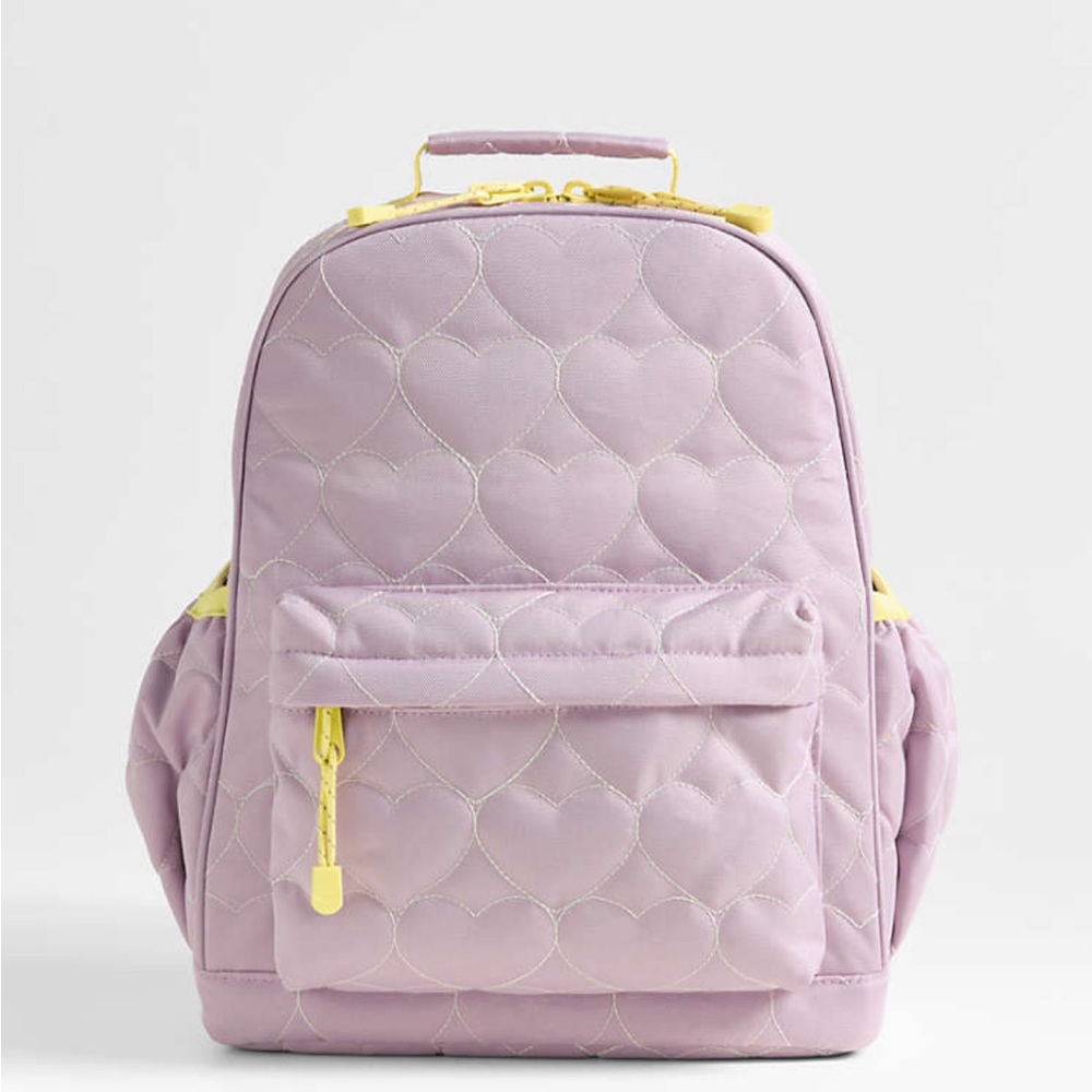 Crate and Kids Large Quilted Heart Backpack in Lavender and Yellow